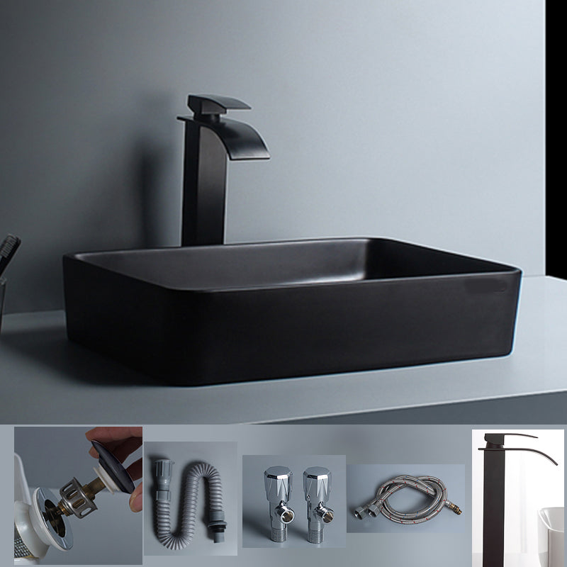 Modern Vessel Lavatory Sink Porcelain with Faucet and Basin Bathroom Sink
