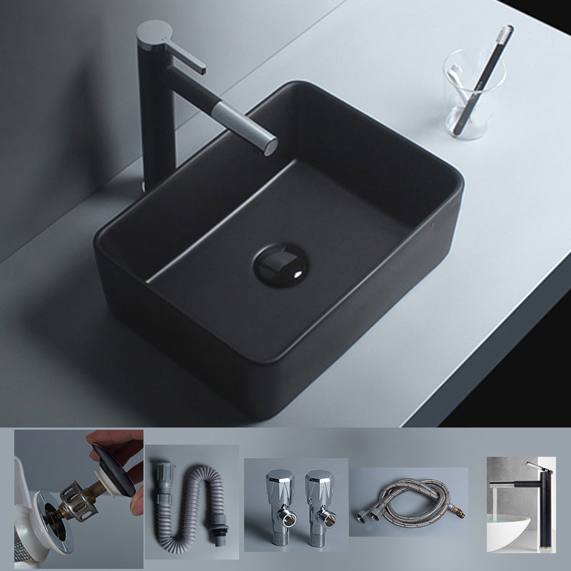 Modern Vessel Lavatory Sink Porcelain with Faucet and Basin Bathroom Sink
