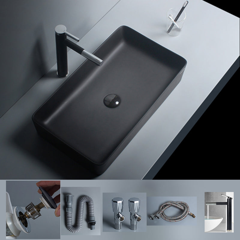 Modern Vessel Lavatory Sink Porcelain with Faucet and Basin Bathroom Sink