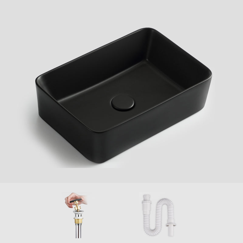 Modern Bathroom Sink Ceramic Oval White Basin Drain Assembly Bathroom Sink
