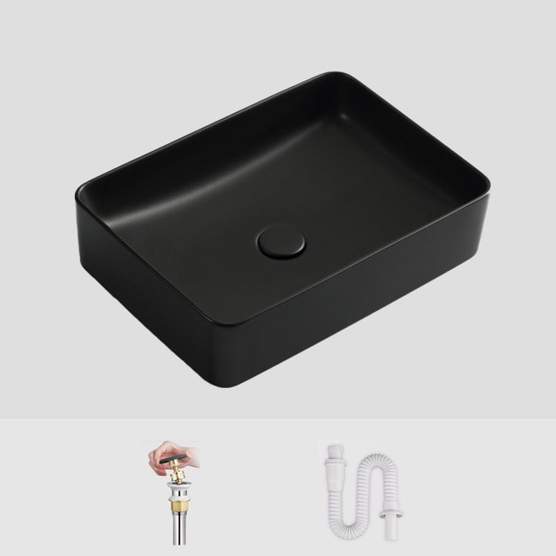 Modern Bathroom Sink Ceramic Oval White Basin Drain Assembly Bathroom Sink