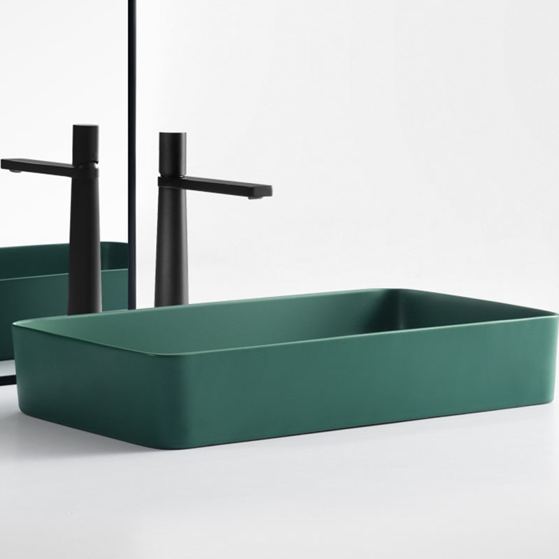 Modern Bathroom Sink Ceramic Oval White Basin Drain Assembly Bathroom Sink