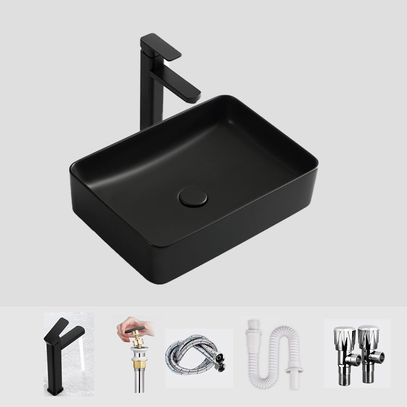 Modern Bathroom Sink Ceramic Oval White Basin Drain Assembly Bathroom Sink