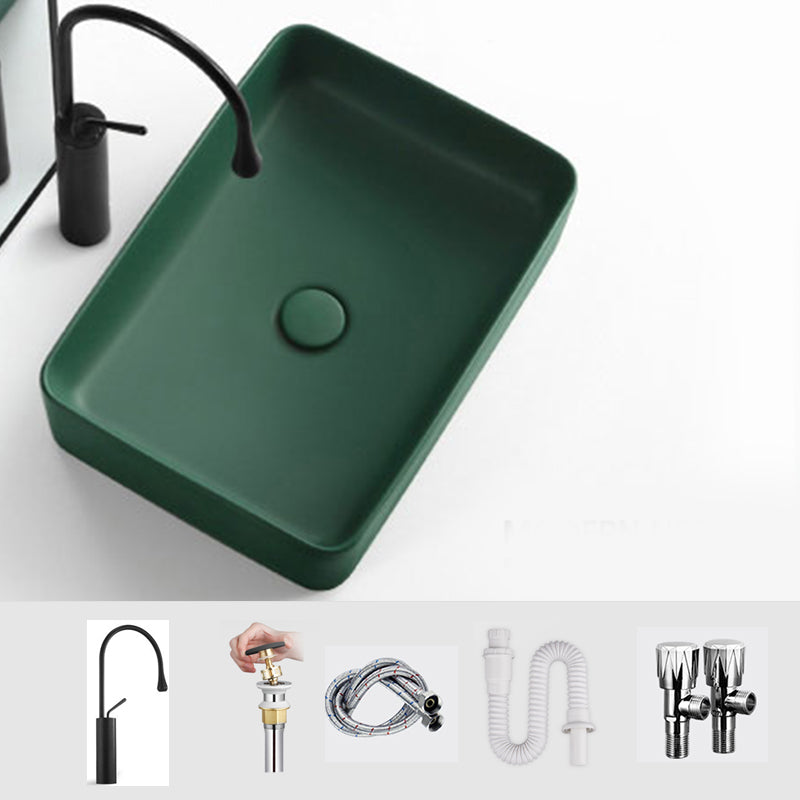 Modern Bathroom Sink Ceramic Oval White Basin Drain Assembly Bathroom Sink