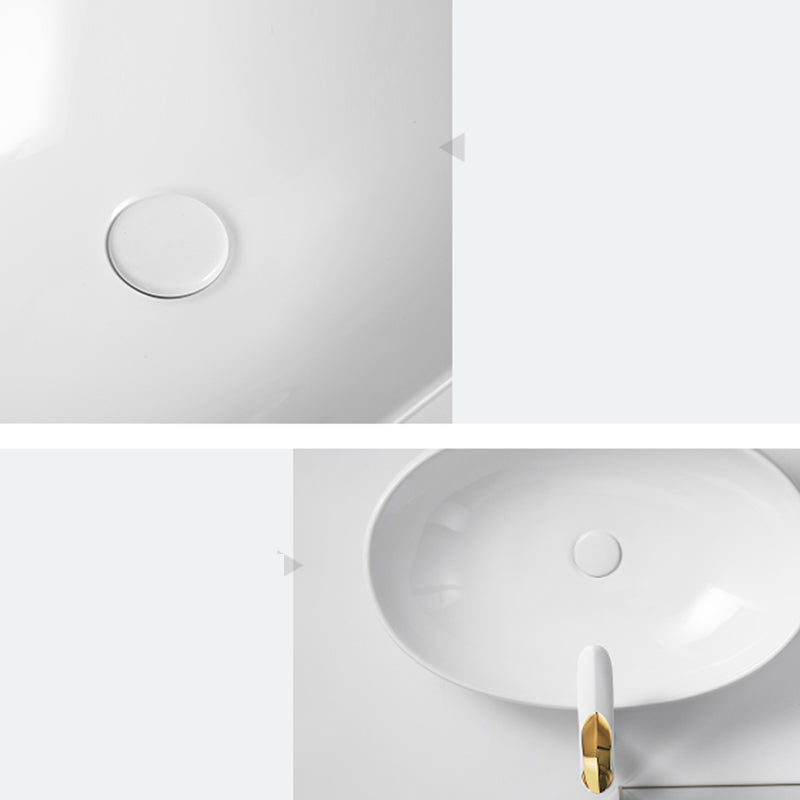 Luxury Bathroom Sink Ceramic Oval White Basin Drain Assembly Bathroom Sink