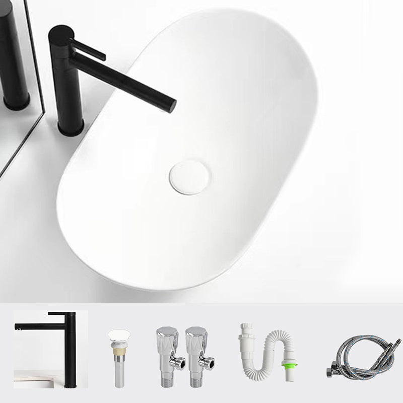Luxury Bathroom Sink Ceramic Oval White Basin Drain Assembly Bathroom Sink