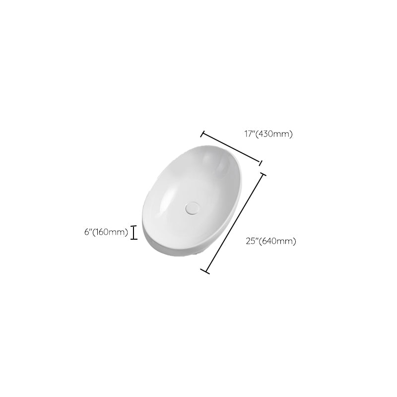 Luxury Bathroom Sink Ceramic Oval White Basin Drain Assembly Bathroom Sink