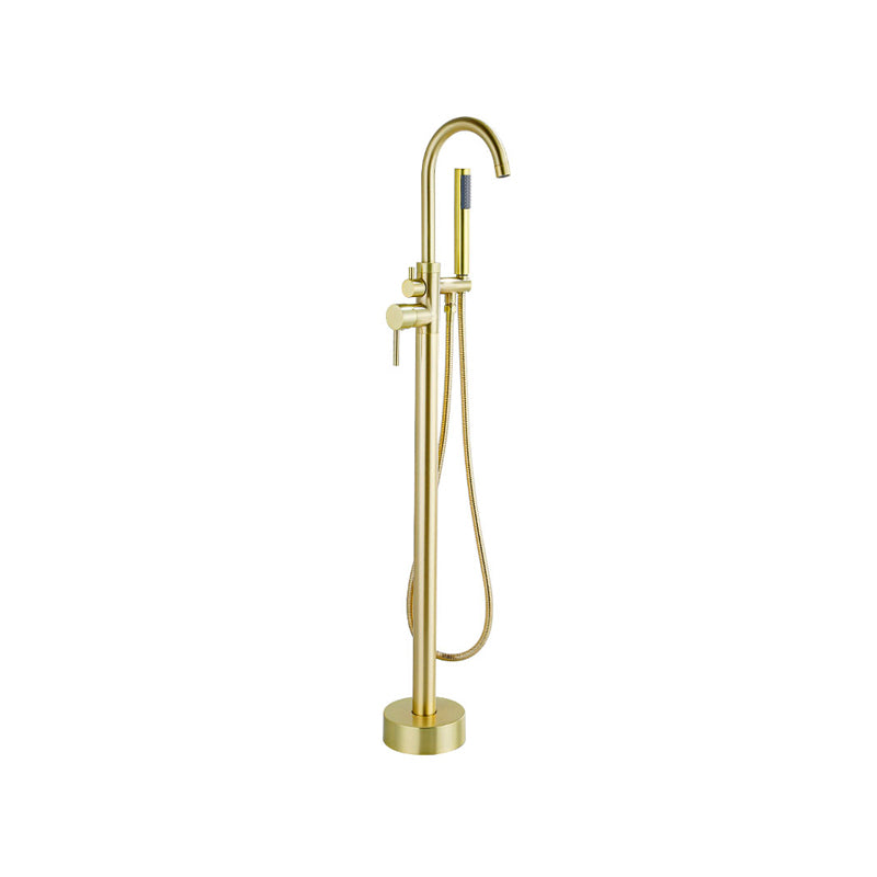 Modern Gold Bath Faucet Trim Floor Mounted High Arc Tub Faucet