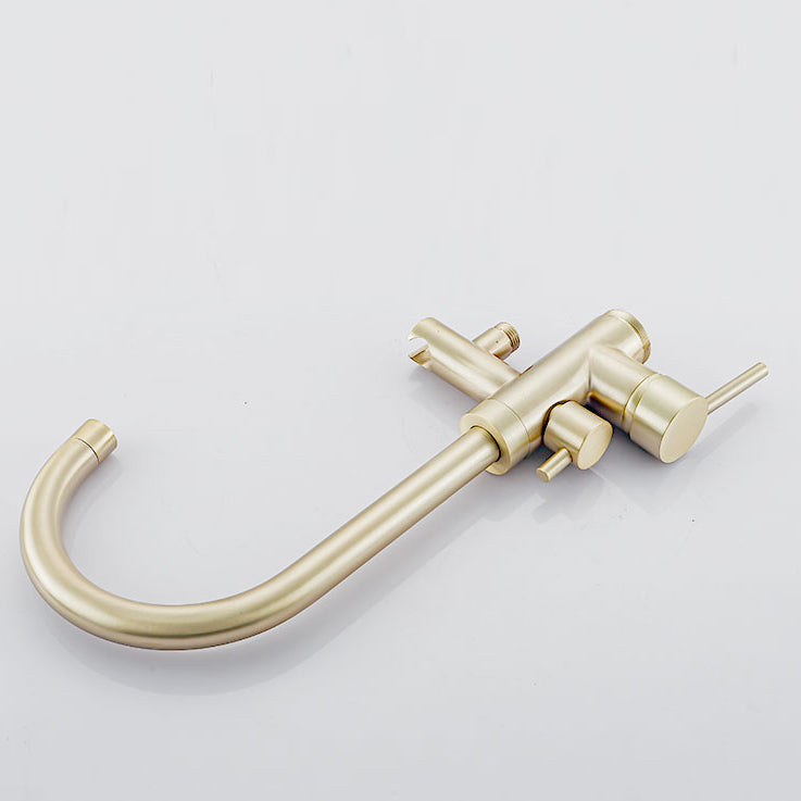 Modern Gold Bath Faucet Trim Floor Mounted High Arc Tub Faucet