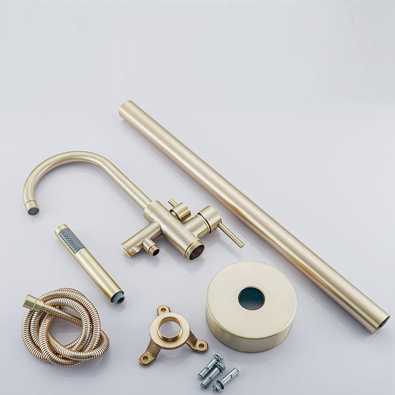 Modern Gold Bath Faucet Trim Floor Mounted High Arc Tub Faucet