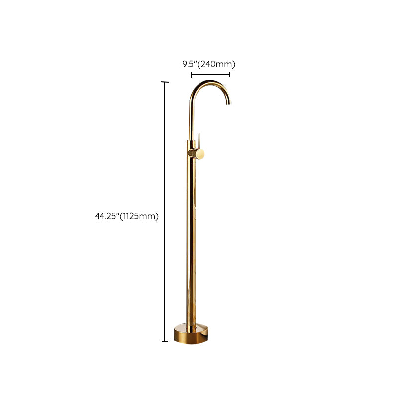 Modern Gold Bath Faucet Trim Floor Mounted High Arc Tub Faucet