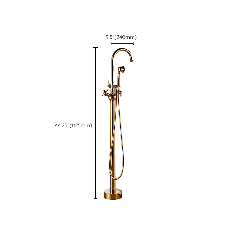 Modern Gold Bath Faucet Trim Floor Mounted High Arc Tub Faucet