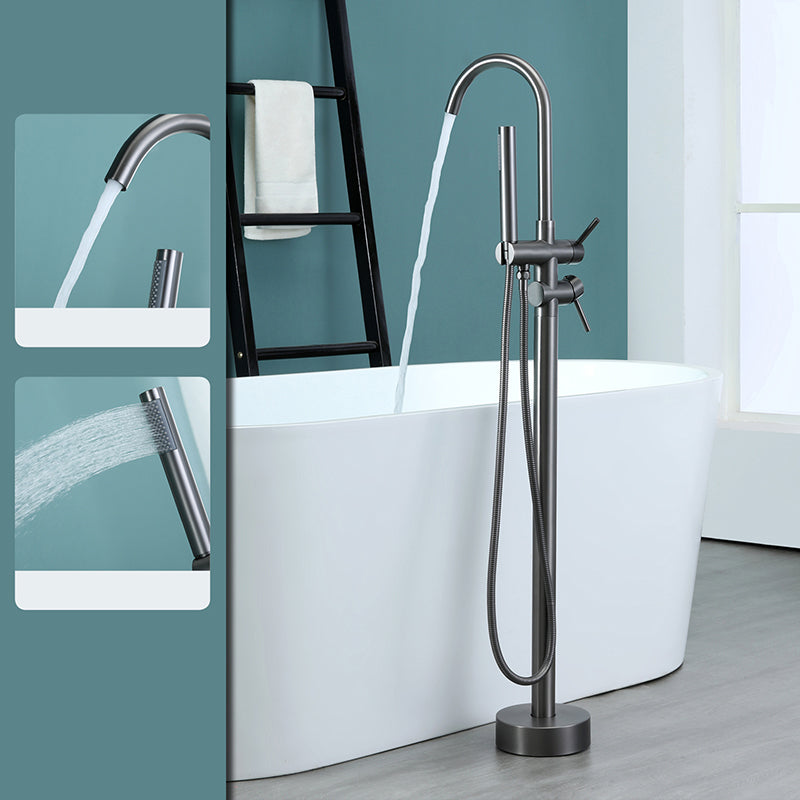 Floor Mounted Metal Freestanding Tub Filler Two Handles Freestanding Tub Filler Trim