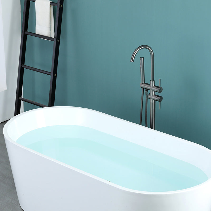 Floor Mounted Metal Freestanding Tub Filler Two Handles Freestanding Tub Filler Trim