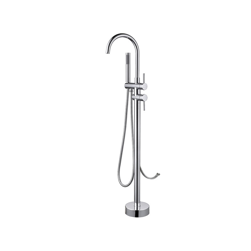 Floor Mounted Metal Freestanding Tub Filler Two Handles Freestanding Tub Filler Trim