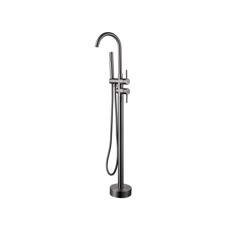 Floor Mounted Metal Freestanding Tub Filler Two Handles Freestanding Tub Filler Trim