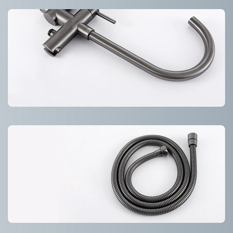 Floor Mounted Metal Freestanding Tub Filler Two Handles Freestanding Tub Filler Trim