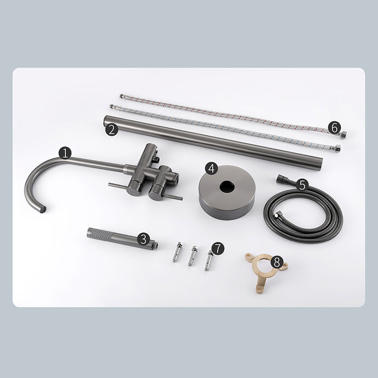 Floor Mounted Metal Freestanding Tub Filler Two Handles Freestanding Tub Filler Trim