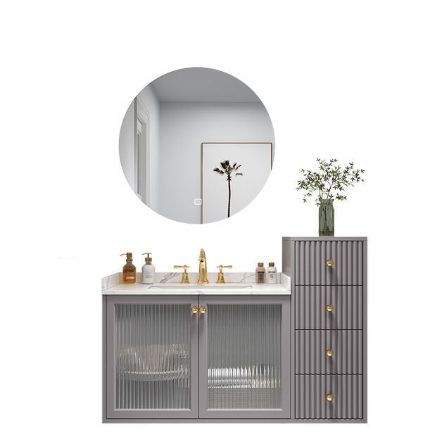 Modern Sink Vanity Wall Mount Solid Color Bathroom Vanity with Drawers
