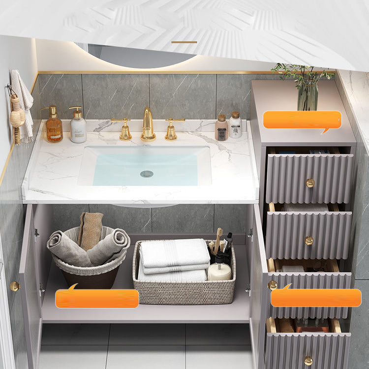Modern Sink Vanity Wall Mount Solid Color Bathroom Vanity with Drawers