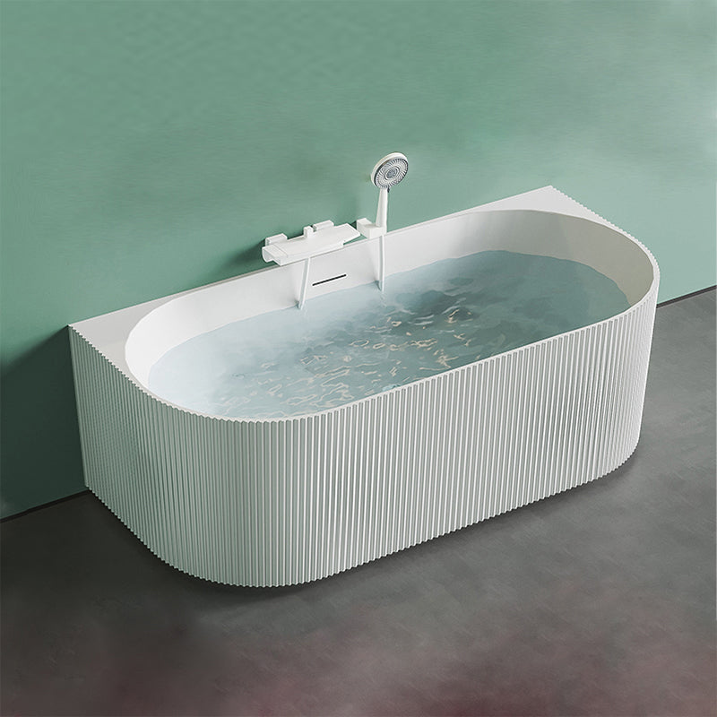 Modern White Acrylic Soaking Bathtub Rectangle Back to Wall Bathtub