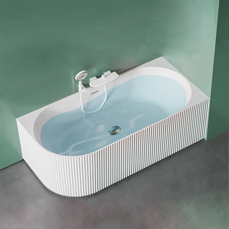 Modern White Acrylic Soaking Bathtub Rectangle Back to Wall Bathtub