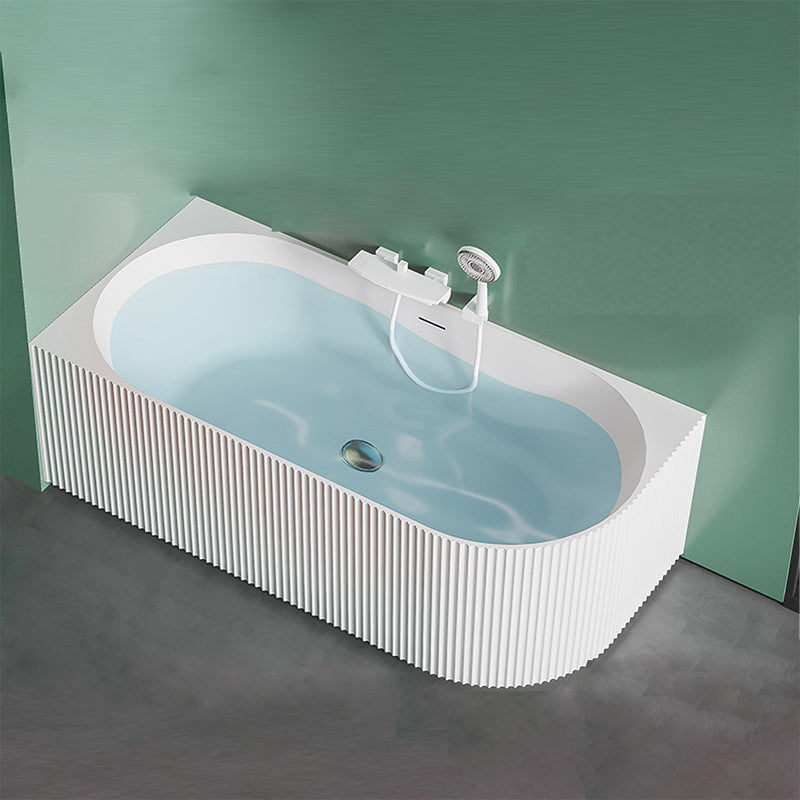 Modern White Acrylic Soaking Bathtub Rectangle Back to Wall Bathtub