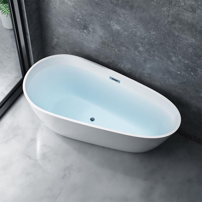 Modern Acrylic Bathtub Freestanding Soaking Bathtub with Drain Bathtub and Overflow Hole