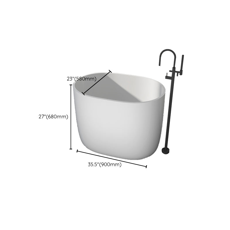 Modern Acrylic Ellipse White Bathtub Back to Wall with Drain Bath Tub