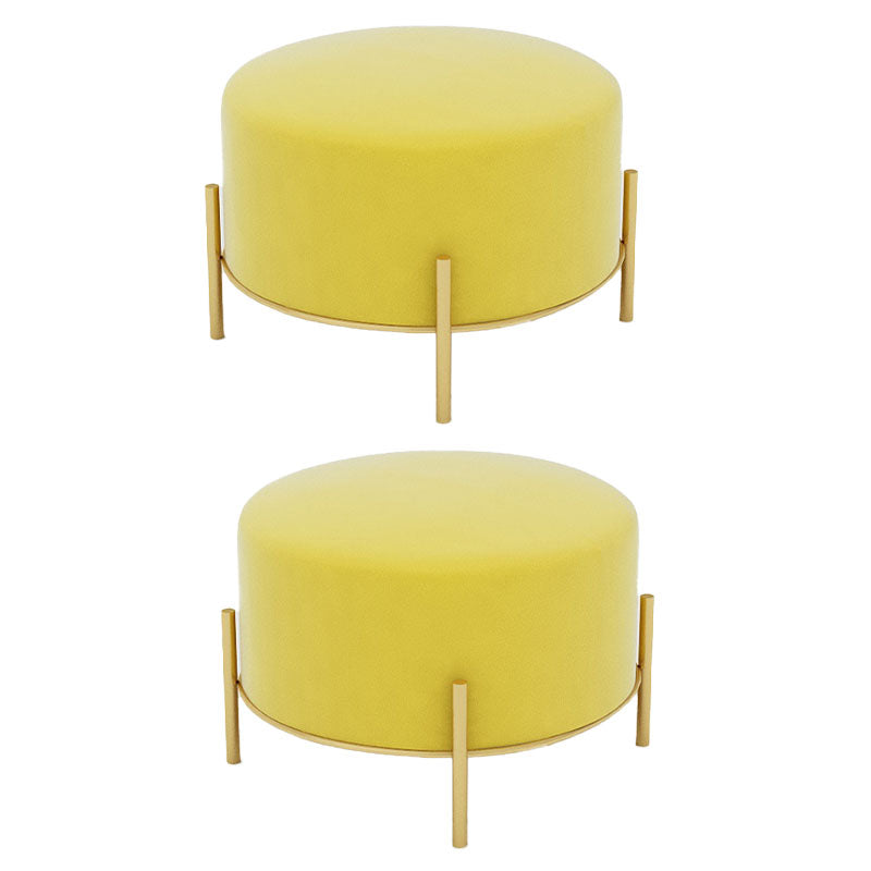 Solid Color Round Ottoman Mildew Resistant Velvet Upholstered Ottoman