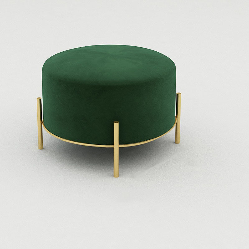 Solid Color Round Ottoman Mildew Resistant Velvet Upholstered Ottoman