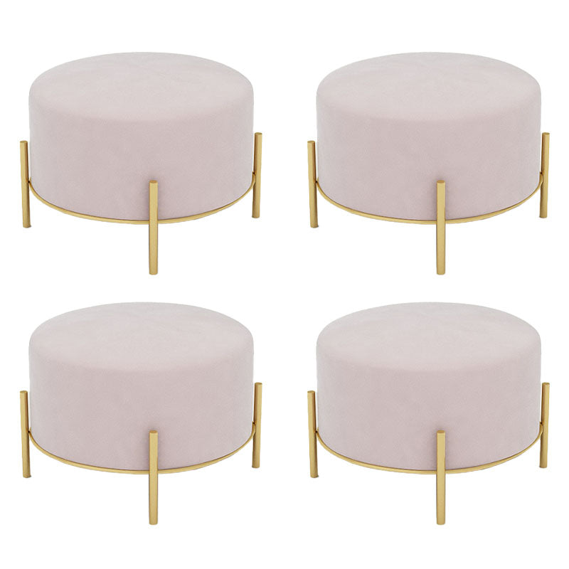 Solid Color Round Ottoman Mildew Resistant Velvet Upholstered Ottoman