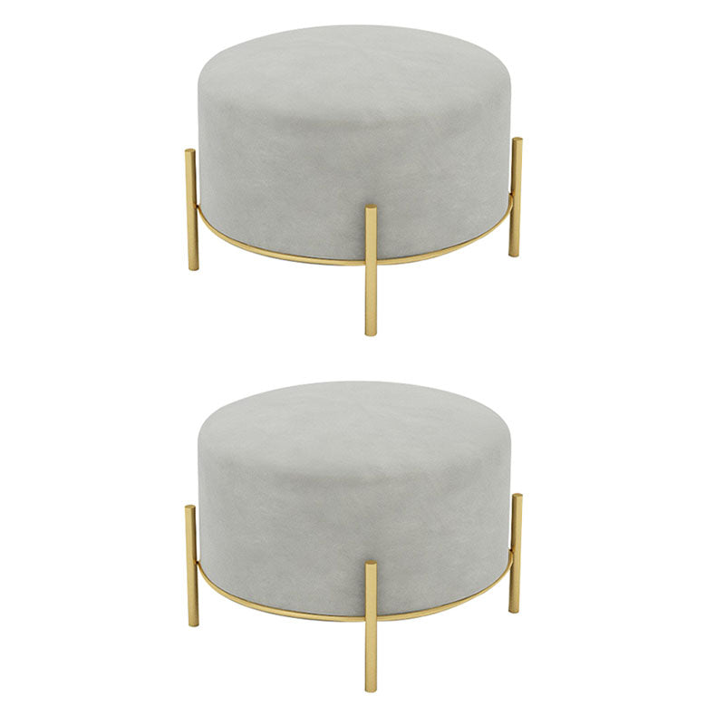 Solid Color Round Ottoman Mildew Resistant Velvet Upholstered Ottoman