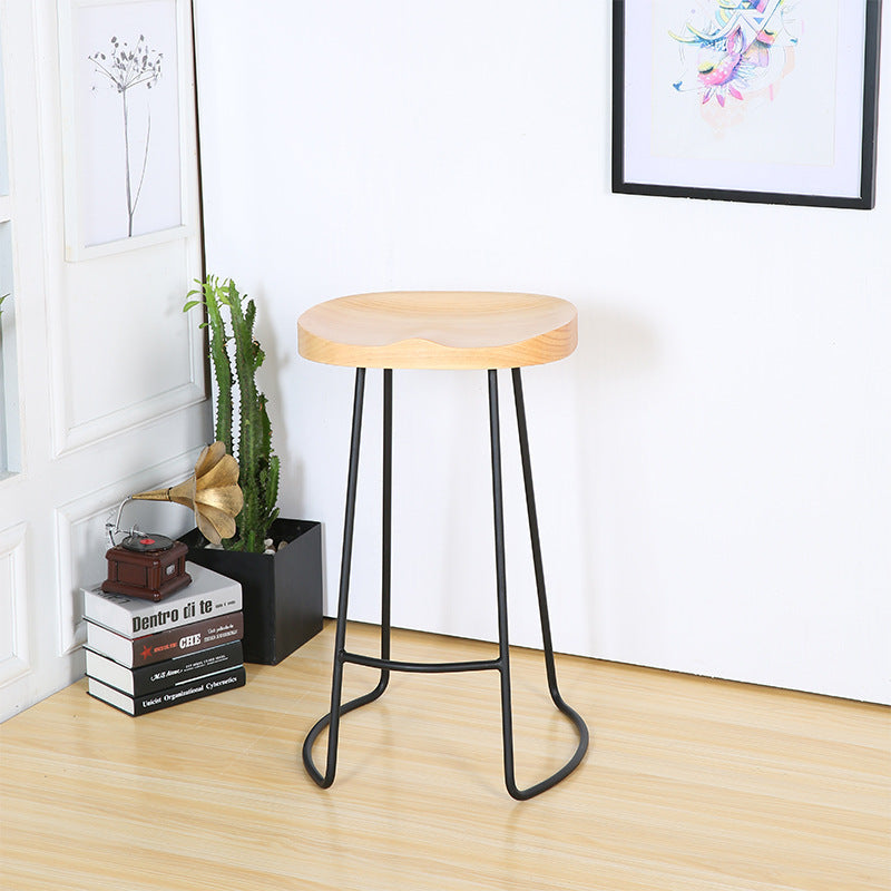 Contemporary Barstool Contoured Seat Bar Stool with Metal Base