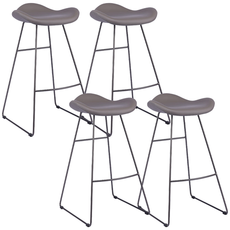 Glam Leather Bar Stool Backless Metal Base Counter Stool for Bristol