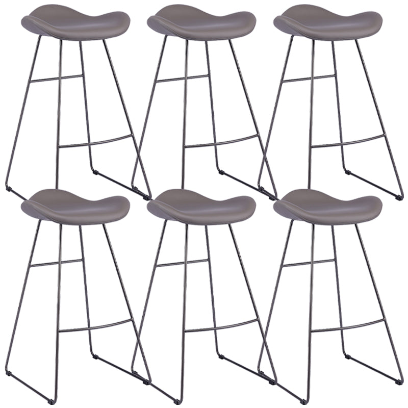 Glam Leather Bar Stool Backless Metal Base Counter Stool for Bristol