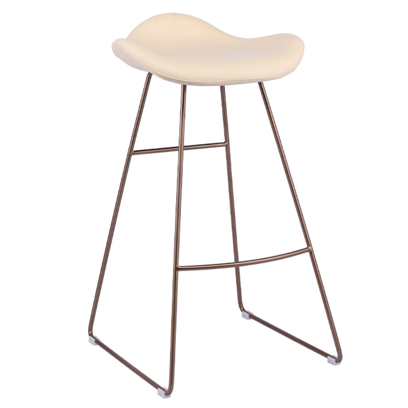 Glam Leather Bar Stool Backless Metal Base Counter Stool for Bristol