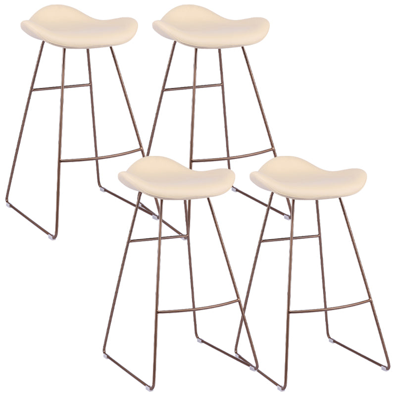 Glam Leather Bar Stool Backless Metal Base Counter Stool for Bristol
