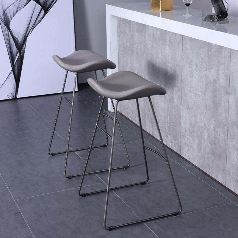 Glam Leather Bar Stool Backless Metal Base Counter Stool for Bristol