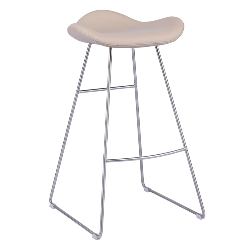 Glam Leather Bar Stool Backless Metal Base Counter Stool for Bristol