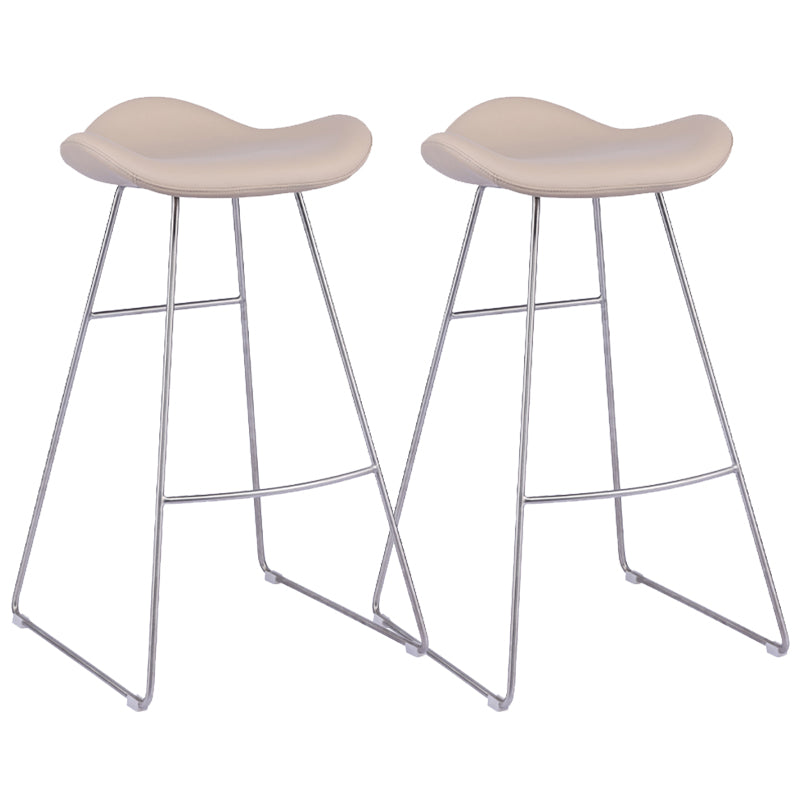 Glam Leather Bar Stool Backless Metal Base Counter Stool for Bristol