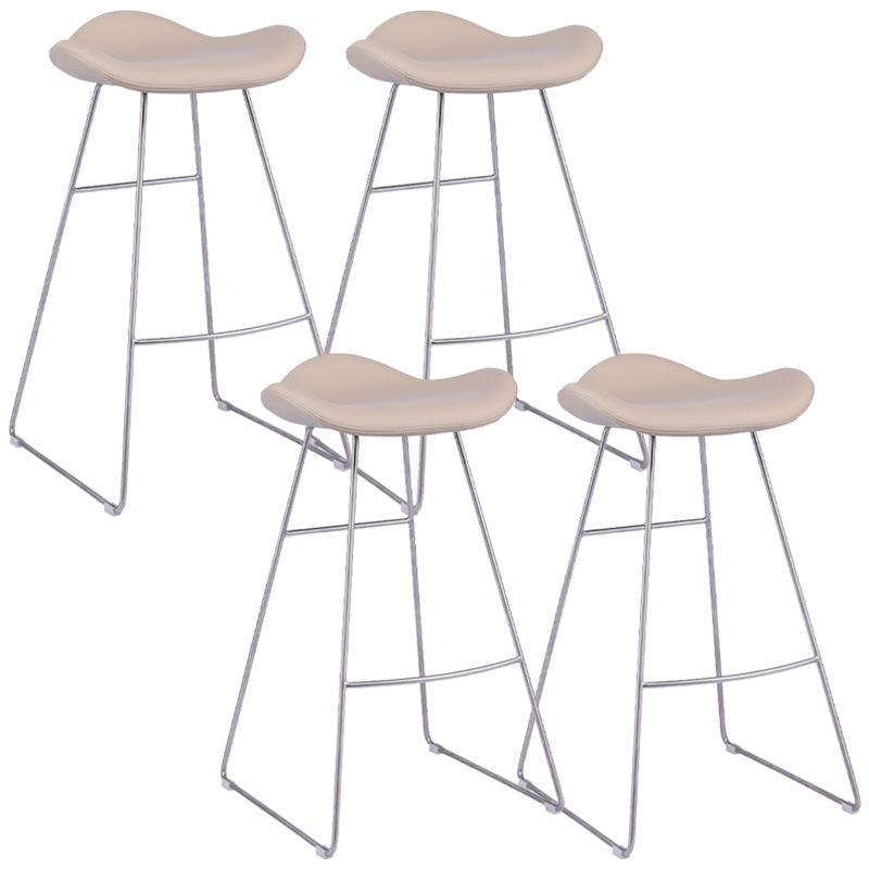 Glam Leather Bar Stool Backless Metal Base Counter Stool for Bristol