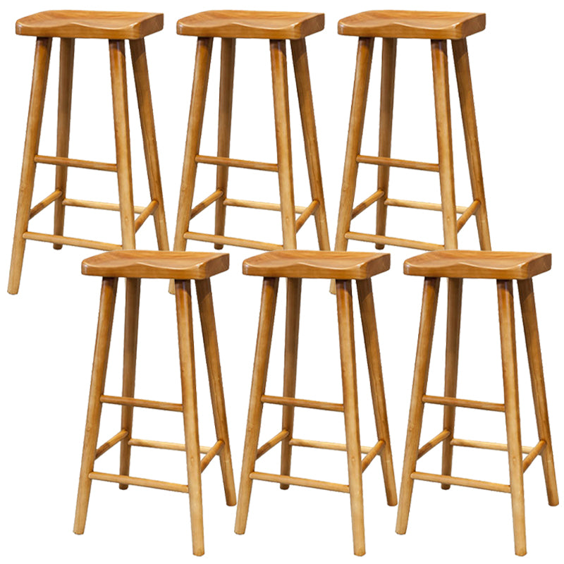 Contemporary Solid Wood Dining Stool Backless Bar Stool with Footrest