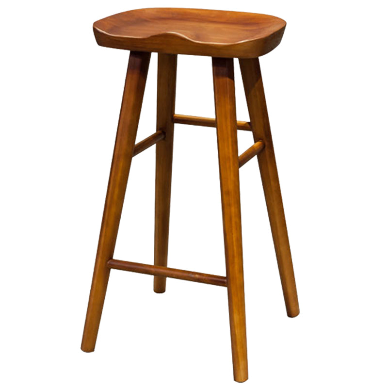 Contemporary Solid Wood Dining Stool Backless Bar Stool with Footrest
