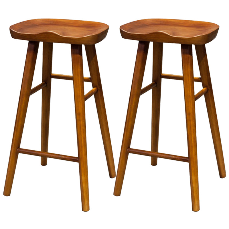 Contemporary Solid Wood Dining Stool Backless Bar Stool with Footrest