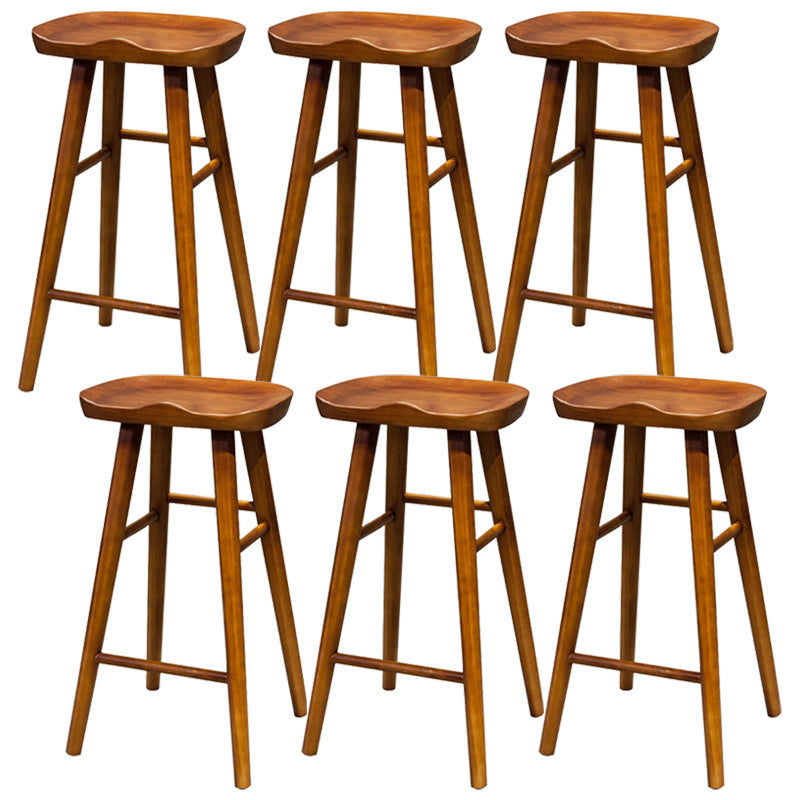 Contemporary Solid Wood Dining Stool Backless Bar Stool with Footrest