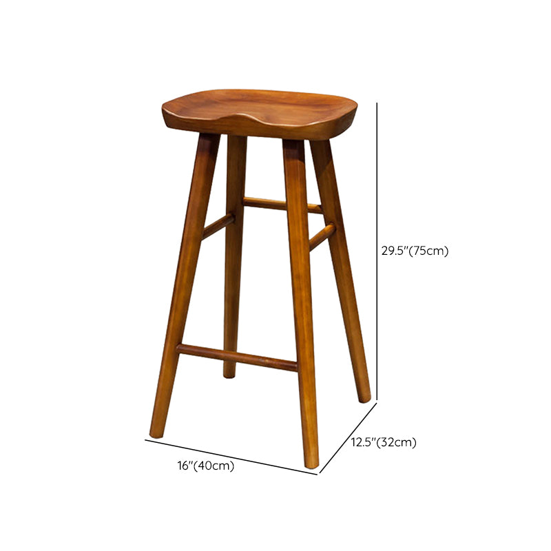 Contemporary Solid Wood Dining Stool Backless Bar Stool with Footrest