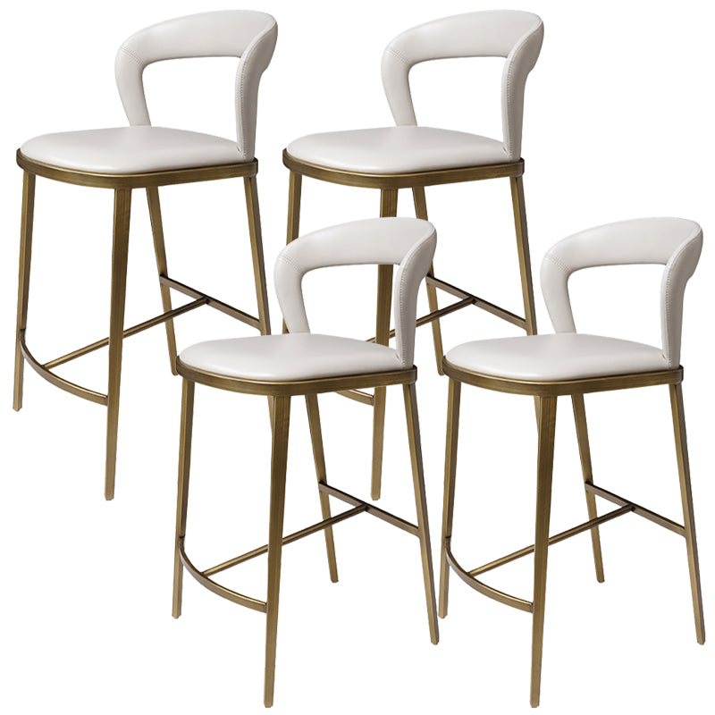 Armless Modern Counter Stool Faux Leather and Metal Counter Bar Stool