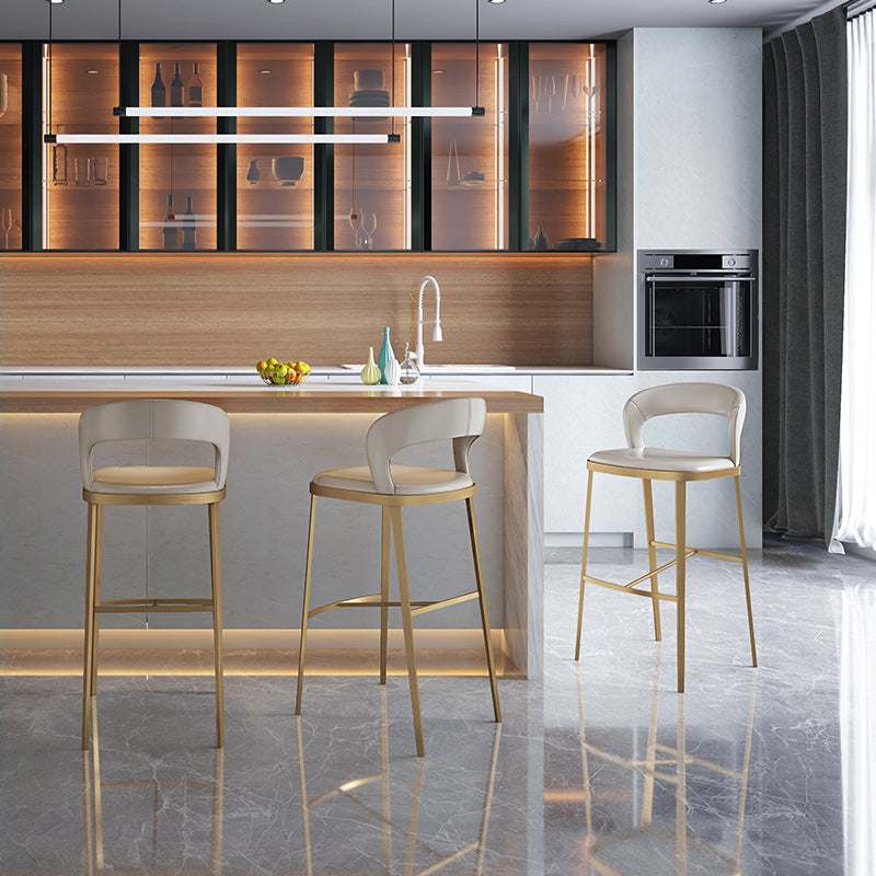 Armless Modern Counter Stool Faux Leather and Metal Counter Bar Stool