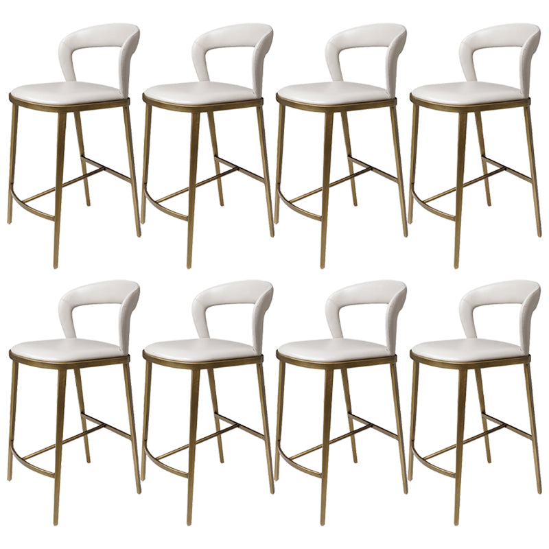 Armless Modern Counter Stool Faux Leather and Metal Counter Bar Stool